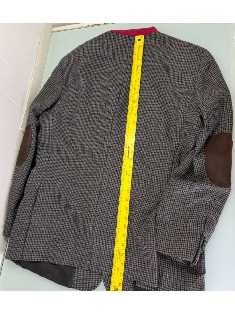 Tommy Hilfiger Blazer Sport Coat Jacket 46L Unstructured Elow Patch Houndstooth